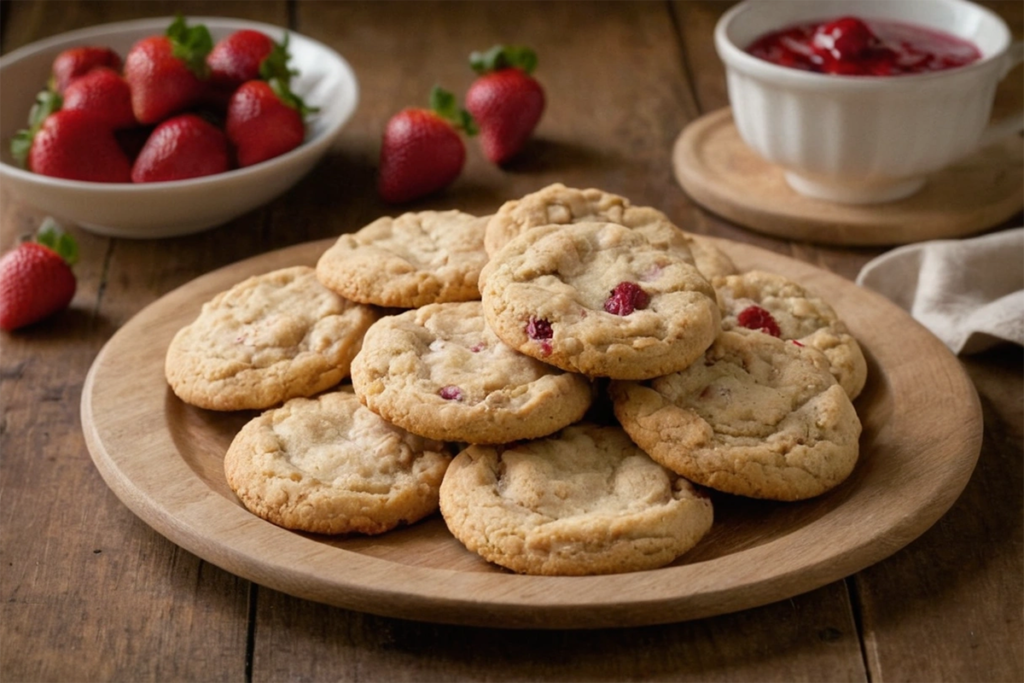 Freshly baked strawberry cheesecake cookies