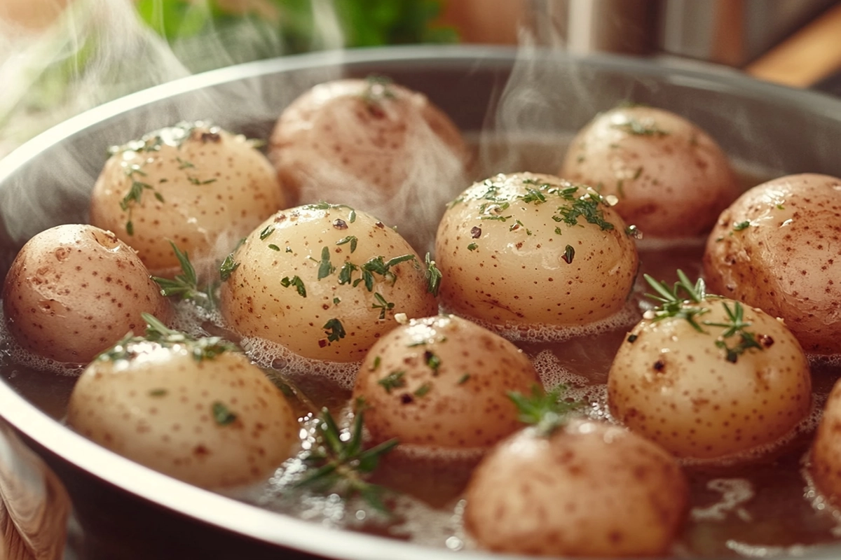 Parboiled potatoes in a slow cooker dish