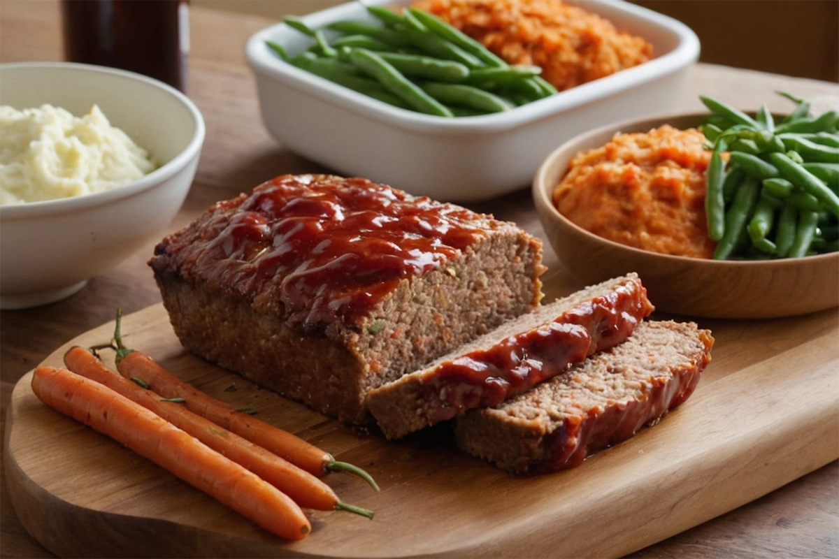 Perfectly cooked meatloaf on a serving plate