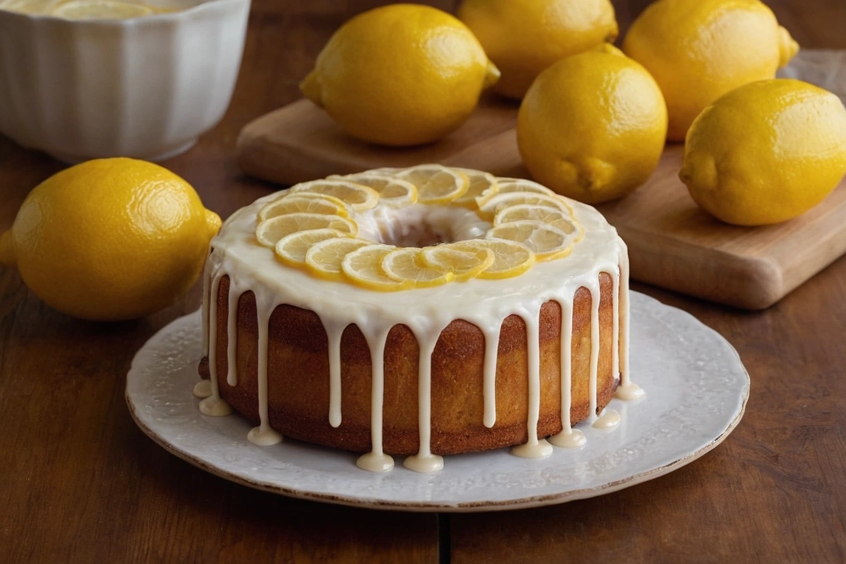 A moist, lemon-flavored cake made using lemon juice instead of milk, with a soft texture and golden color.