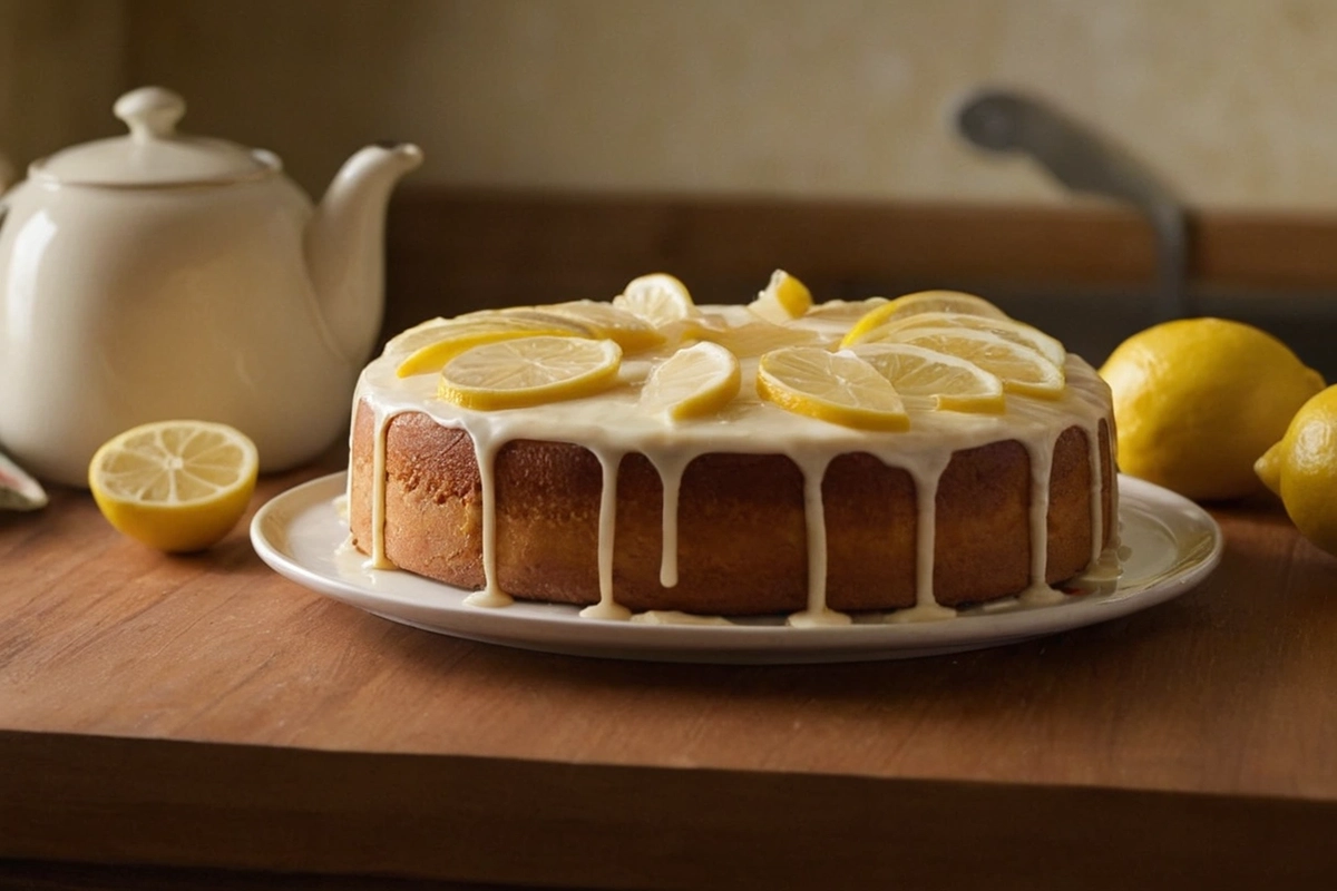 A moist, lemon-flavored cake made using lemon juice instead of milk, with a soft texture and golden color.