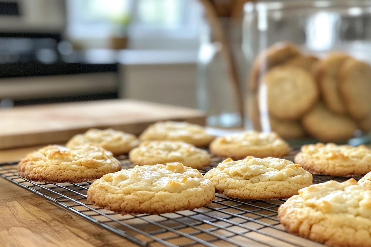 Cheesecake cookies stored in a container, highlighting the importance of refrigeration to maintain freshness.