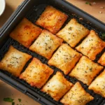 Crispy pizza rolls in an air fryer basket